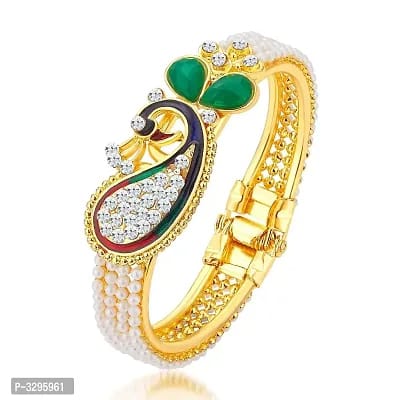 Sukkhi Marquise Peacock Gold Plated Ad Kada For Women