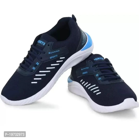 Stylish Blue Mesh Solid Sneakers For Men